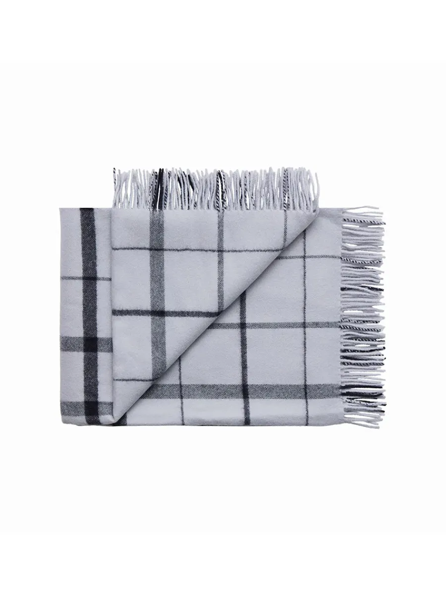 Silkeborg Uldspinderi Warp & Weft Plaid, concrete/midnight fra Outlet
